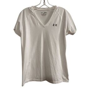 Under Armour Women's V-Neck Tee M White Short Sleeve Casual‎ Top